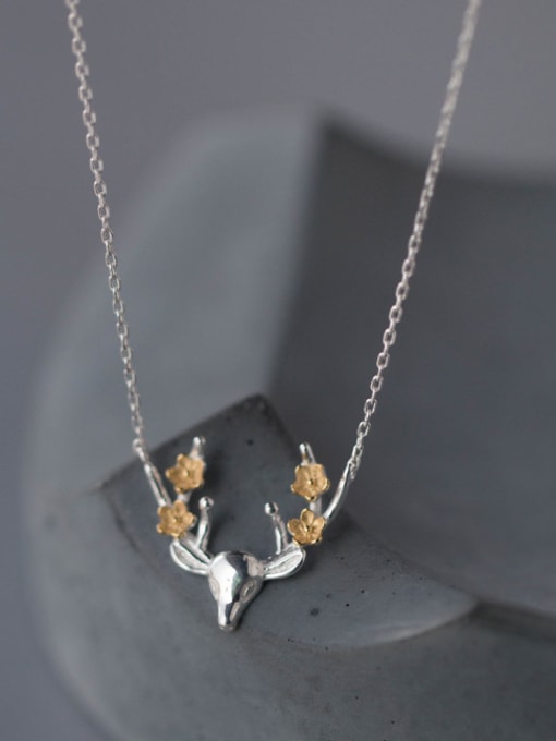Rosh Sterling silver sweet elk antler necklace 2