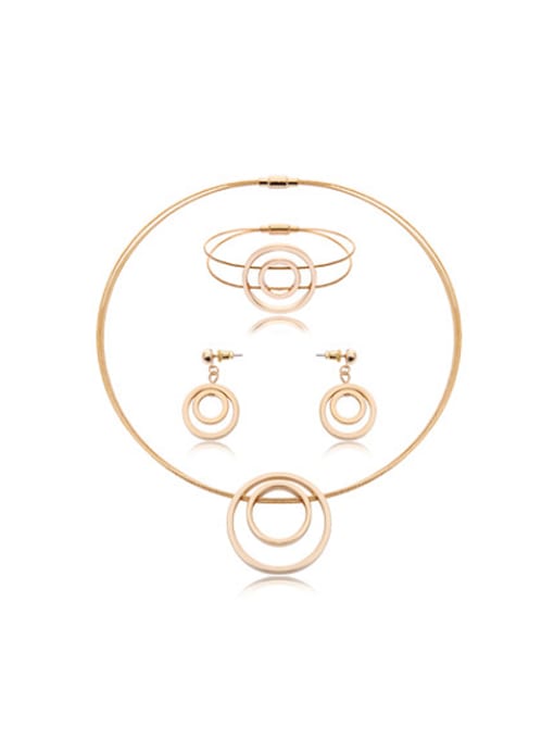 BESTIE 2018 Alloy Imitation-gold Plated Fashion Circles Three Pieces Jewelry Set 0