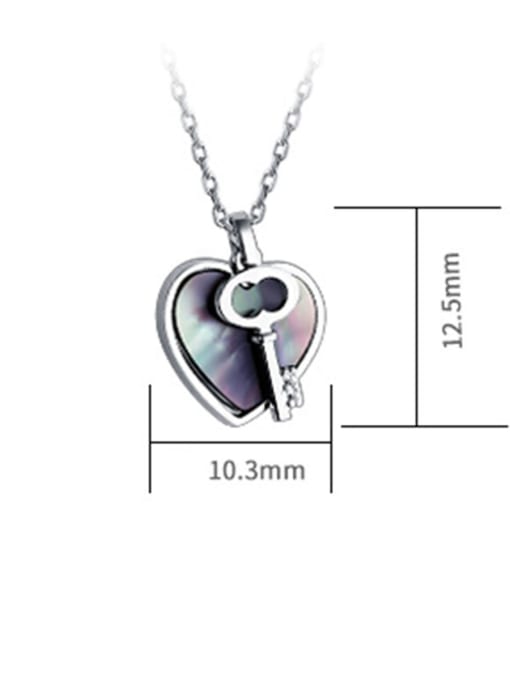 Dan 925 Sterling Silver With Shell Heart shaped key  Necklace 3