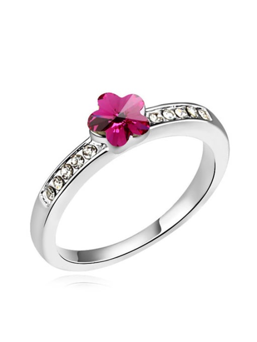 Purple Simple Flower austrian Crystals Alloy Ring