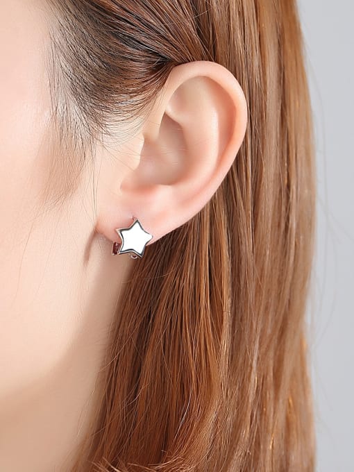 BLING SU Copper With 18k Gold Plated Casual Star Stud Earrings 1