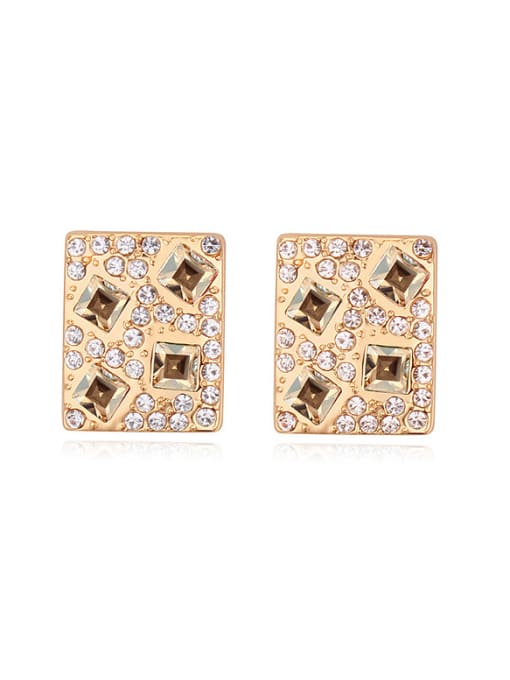 QIANZI Personalized Champagne Gold Plated austrian Crystals-covered Stud Earrings 1
