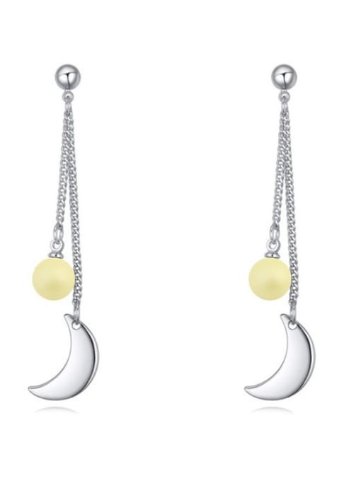 yellow Simple Little Moon Patterns Imitation Pearls Alloy Drop Earrings