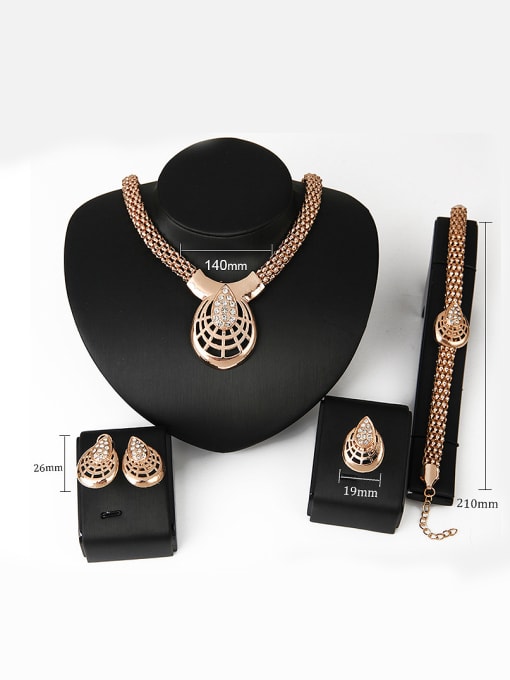 BESTIE Alloy Imitation-gold Plated Fashion Spider-web shaped CZ Four Pieces Jewelry Set 2