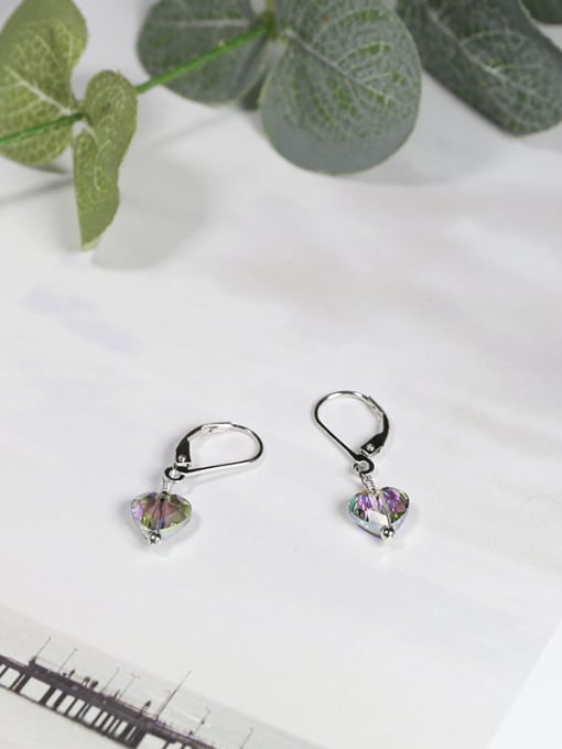 Peng Yuan Elegant Shiny Heart Crystal 925 Silver Earrings 2