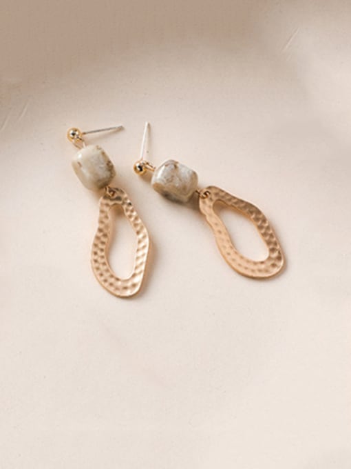 B White Alloy With Gold Plated Vintage Geometric Drop Earrings
