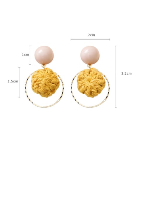 Girlhood Alloy With Gold Plated Cute Round Wool Ball Drop Earrings 2