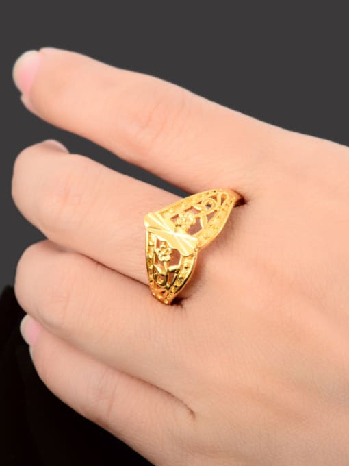 Yi Heng Da Fashionable 24K Gold Plated Flower Shaped Copper Ring 2