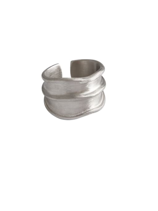 DAKA 925 Sterling Silver With Platinum Plated Simplistic Smooth  Irregular Free Size Rings 0