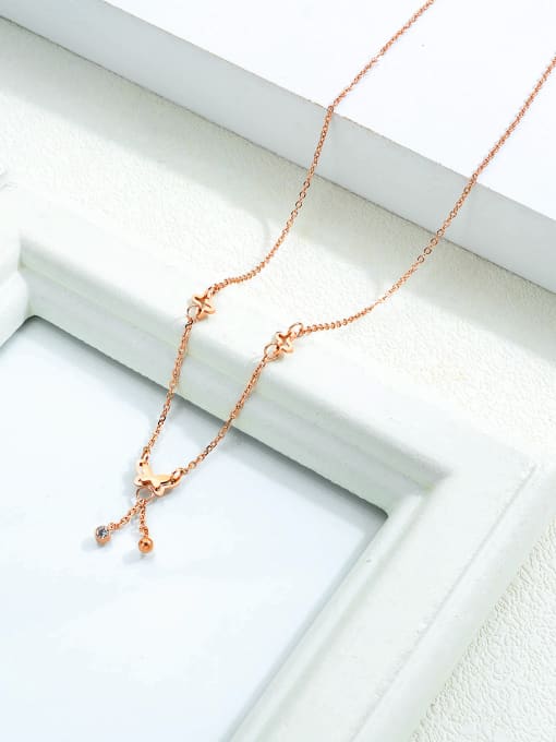 Open Sky Stainless Steel With Rose Gold Plated Simplistic Butterfly Necklaces 2