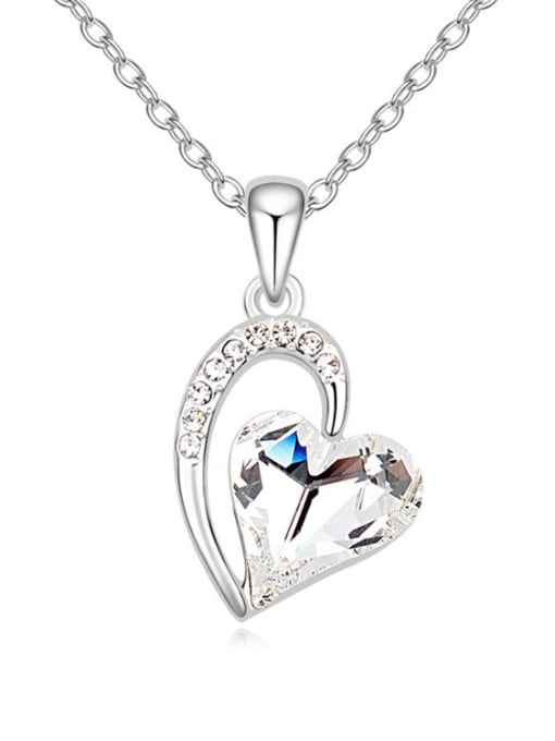 QIANZI Simple Heart austrian Crystal Pendant Alloy Necklace 2