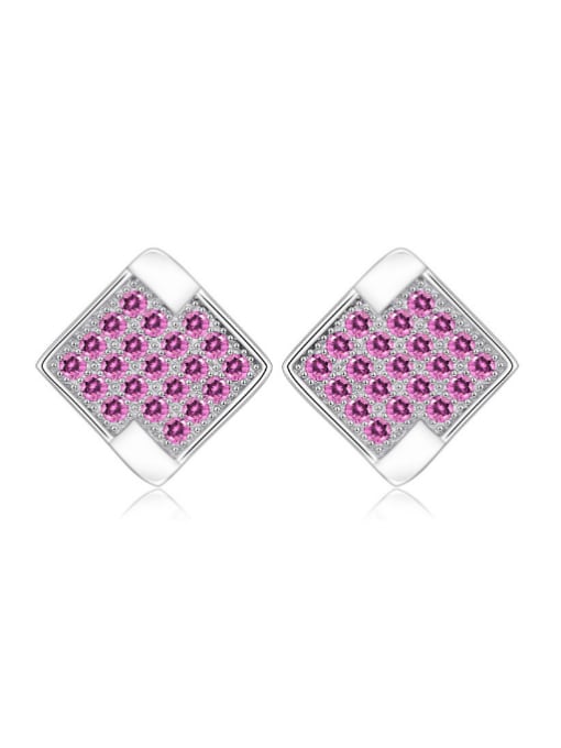 kwan Square Shaped Amethyst Women Stud Earrings 0