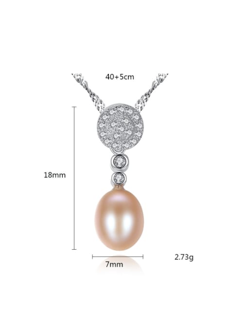 CCUI Sterling Silver AAA zircon 7-8mm natural freshwater pearl necklace 3