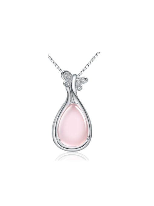 kwan Simple Lovely Pink Butterfly Stone Pendant 0