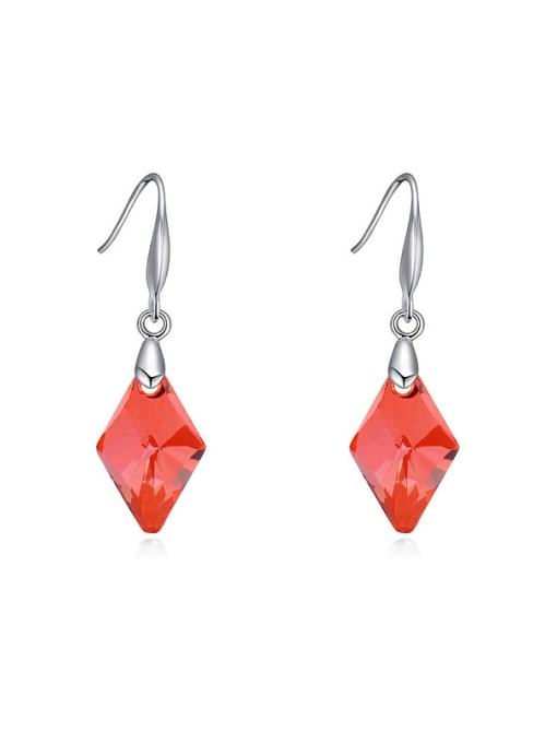 red Simple Rhombus austrian Crystal Alloy Earrings