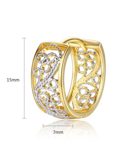 BLING SU Classic two-color plating hollow pattern earrings 2