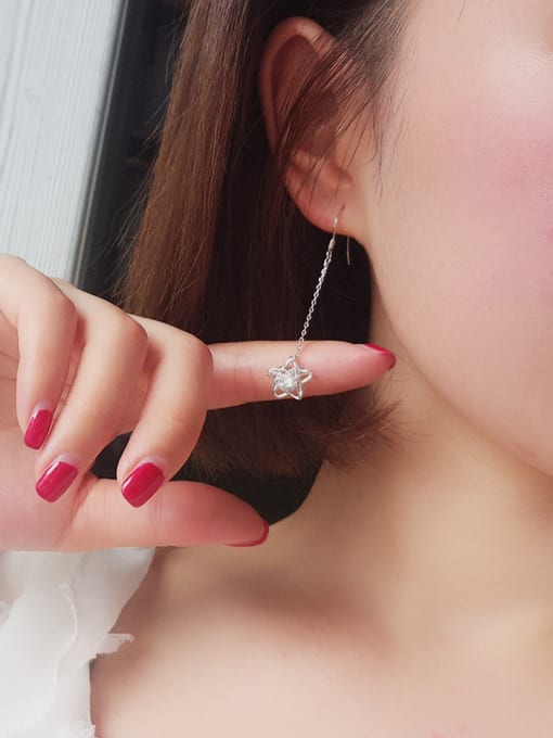 Peng Yuan Asymmetrical Hollow Star Heart-shaped Zircon Earrings 1