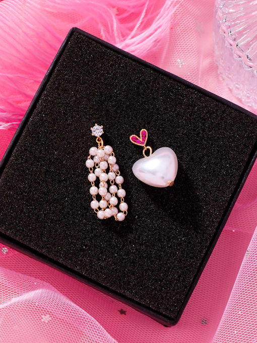 B white Alloy With Gold Plated Fashion  Imitation Pearl Charm Earrings