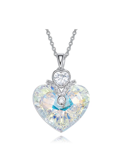 white Fashion Heart austrian Crystal Copper Necklace