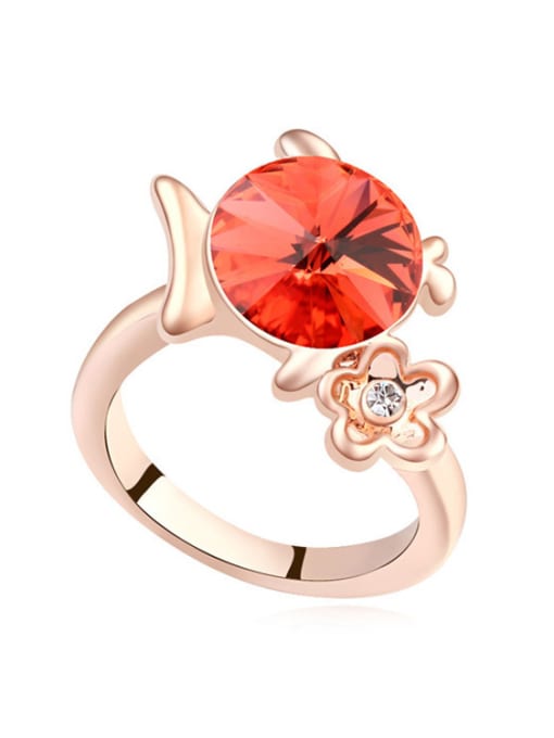 red Fashion Cubic austrian Crystal Flower Alloy Ring