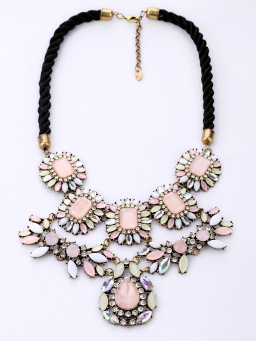 KM Alloy Flowers-Shaped Woven Rope Sweater Necklace 0