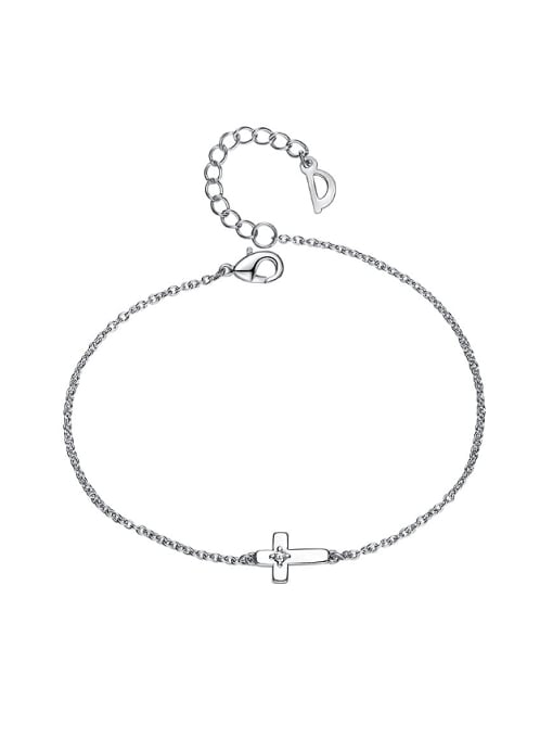 CEIDAI Simple Tiny Cross Platinum Plated Women Bracelet 0