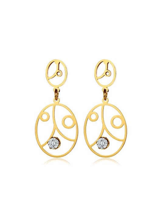 golden Personality Mask Shaped Gold Plated Zircon Drop Earrings