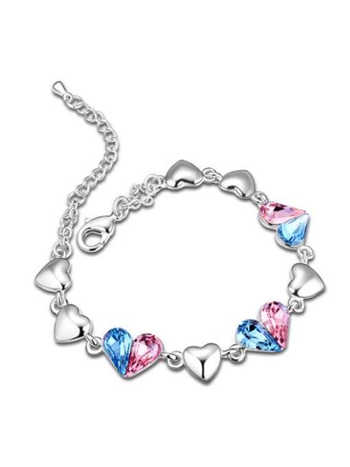 double color Fashion austrian Crystals Heart Alloy Bracelet