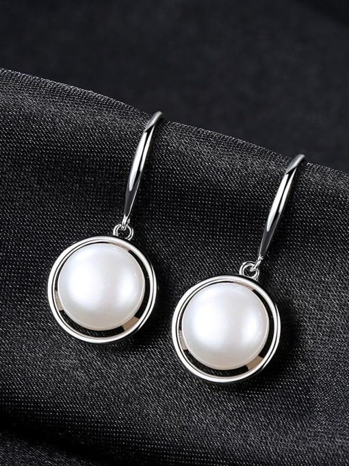 White Sterling  Silver Natural Freshwater Pearl Earrings