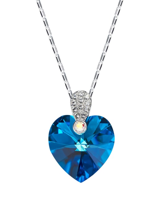 Blue 2018 2018 2018 2018 2018 2018 2018 2018 Heart-shaped Crystal Necklace