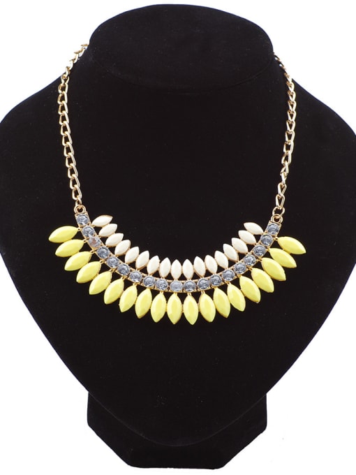 yellow Fashion Marquise Stones Gold Plated Alloy Necklace
