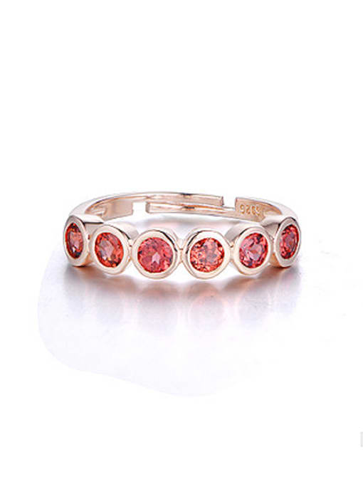 Deli Rose Gold Plated Garnet Gemstones Ring 1
