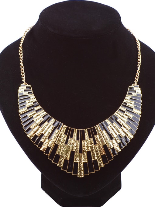 Black Exaggerated Multicolor Enamel Gold Plated Alloy Necklace