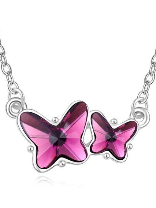QIANZI Fashion Double Butterfly austrian Crystals Alloy Necklace 3