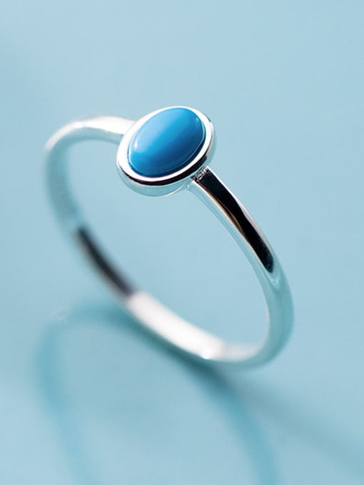 Rosh 925 Sterling Silver With Turquoise Simplistic Oval free szie  Rings 1