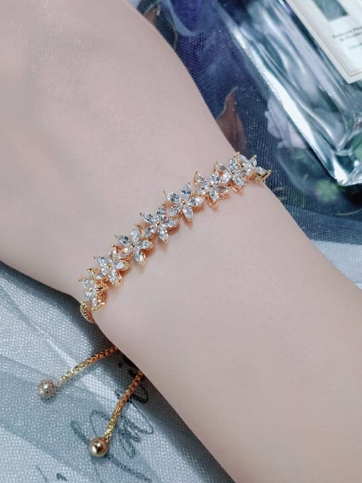 Mo Hai Copper With Cubic Zirconia  Fashion Flower Adjustable Bracelets 1