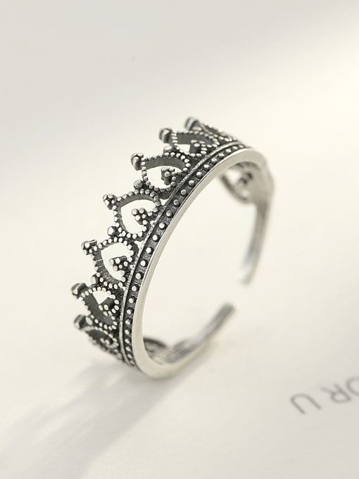 CCUI Sterling Silver Vintage crown lace  free size ring 0