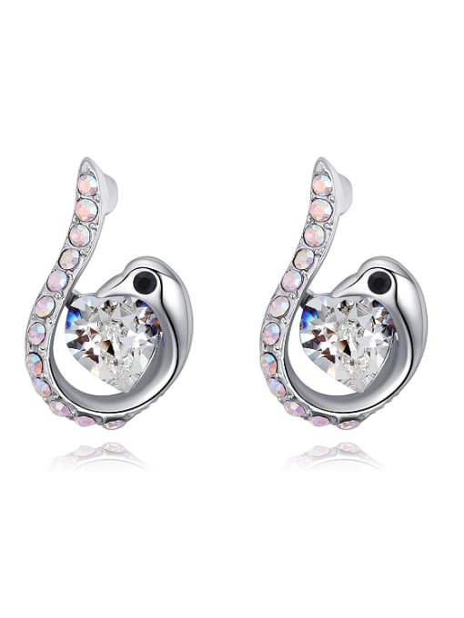 QIANZI Fashion Heart austrian Crystals Swan Alloy Stud Earrings 1