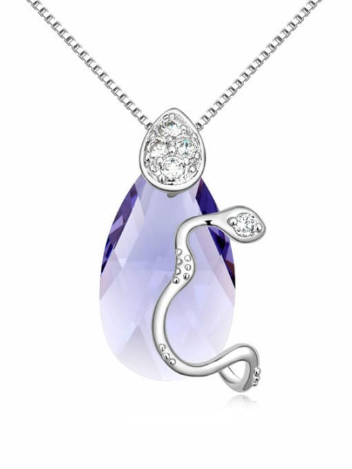 QIANZI Fashion Water Drop austrian Crystal Little Snake Alloy Necklace 3