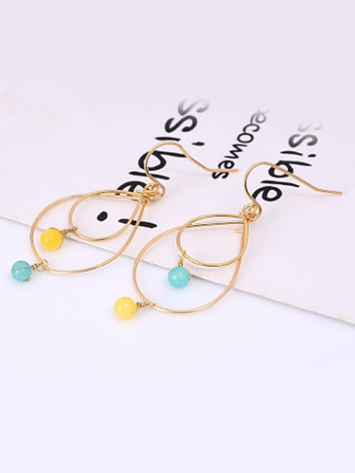 golden All-match Geometric Shaped Gemstones Earrings