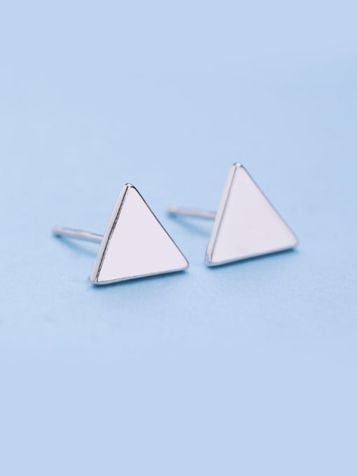 One Silver Women Trendy Triangle Shaped stud Earring 0