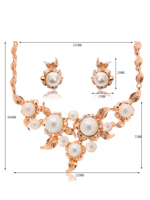 BESTIE Alloy Rose Gold Plated Fashion Artificial Pearls Two Pieces Jewelry Set 3