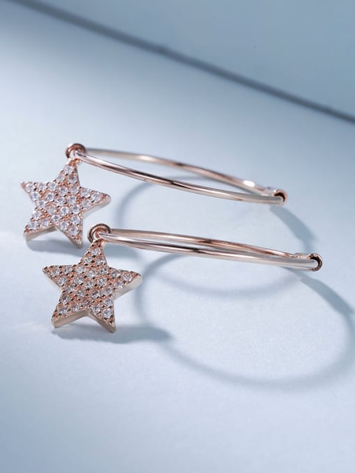 One Silver Fashion Zirconias-covered Star Rose Gold Plated 925 Silver Earrings 0