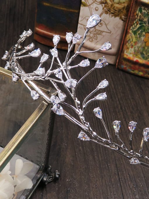 Cong Love Leave Crown-shape Micro Pave  Zircons Shining Hair Accessories 2