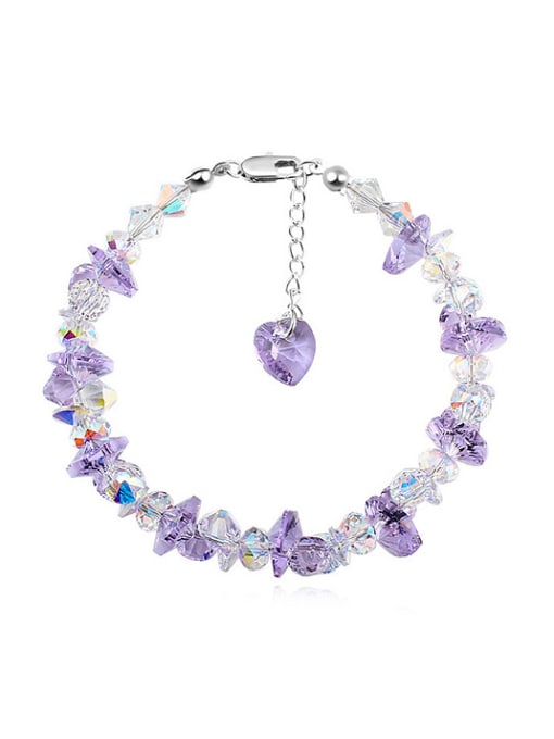 light purple Fashion Shiny Irregular austrian Crystals Alloy Bracelet
