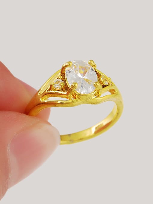 Yi Heng Da Elegant 24K Gold Plated Geometric Design Rhinestone Ring 2