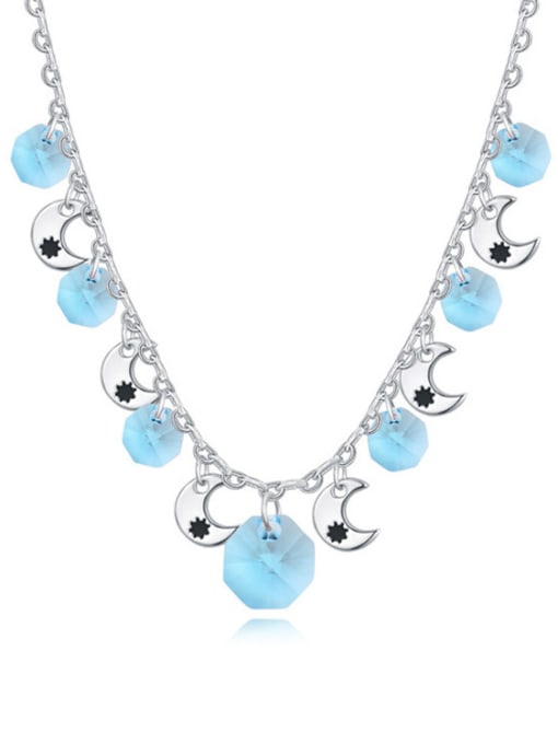 light blue Fashion Cubic austrian Crystals Little Moon Patterns Alloy Necklace
