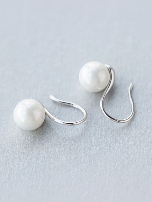 white Elegant Letter S Shaped Artificial Pearl Drop Earrings