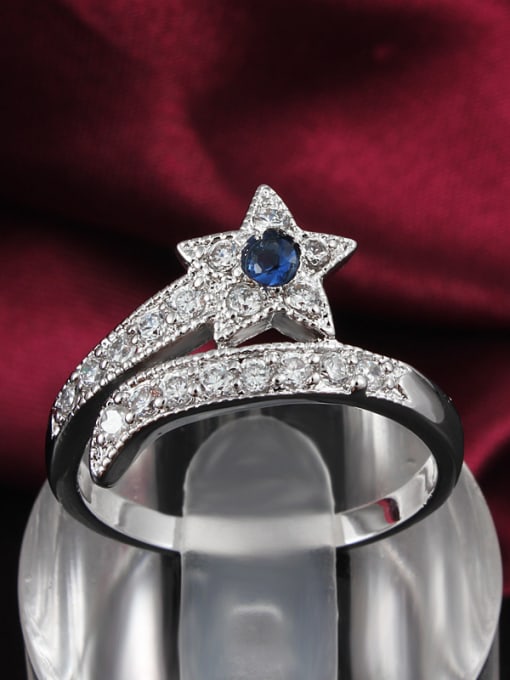 SANTIAGO High Quality Blue Star Shaped 4A Zircon Ring 1