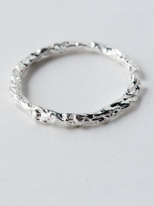 Rosh Pure silver retro minimalist style branch free size ring 0